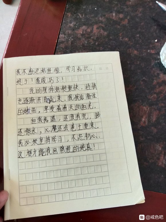 ”这是我第一次在校内作文写关于“戒色的”，我内心其实一开始是挺
