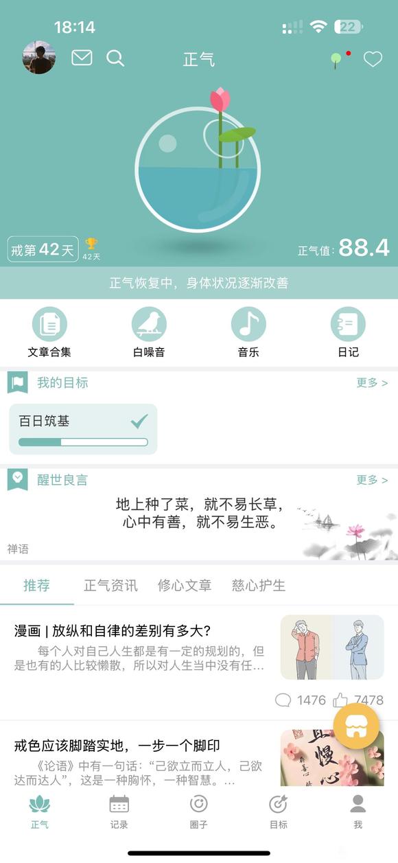 ”请问下这个正气值多久能到一百
