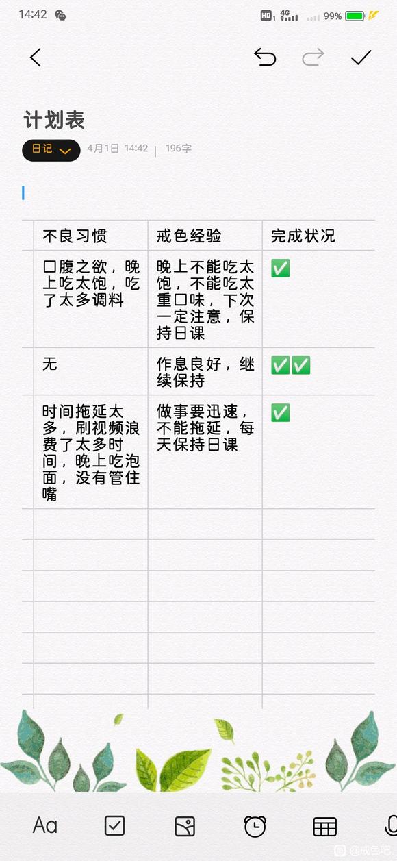 ”戒第124天；十日戒色计划第三天；睡前吃太饱；熬夜；